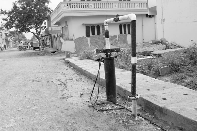 Human Right to Water in India - A tubewell which produces unsafe water for urban supply in a suburb of Kolar city, Karnataka